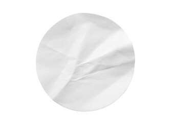 Blank white round paper sticker label isolated on white background