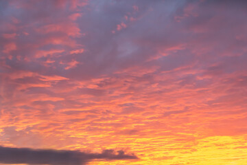 Wall Mural - beautiful orange sky with clouds at sunset, sky remplacement, nature background