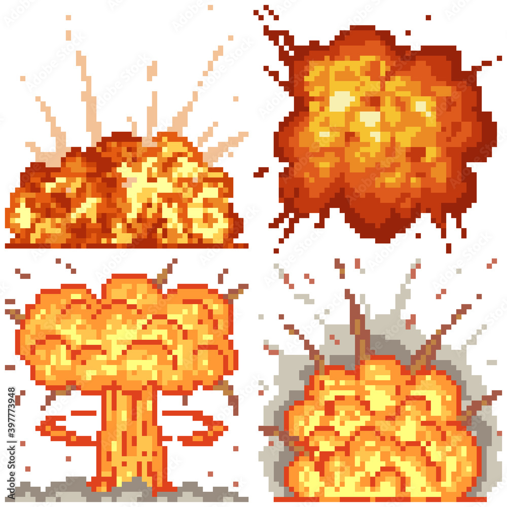 pixel art set isolated nuclear effect Stock Vector | Adobe Stock
