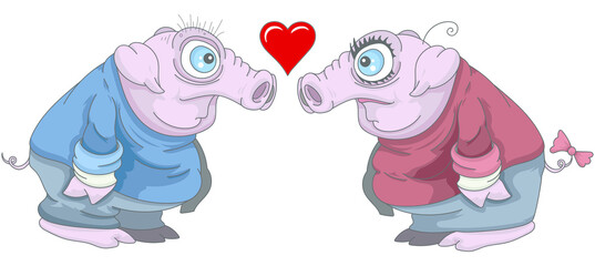 Wall Mural - Saint-Valentin : Cochons