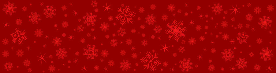 Wall Mural - Christmas red background with snowflakes and stars. Vector illustration EPS 10