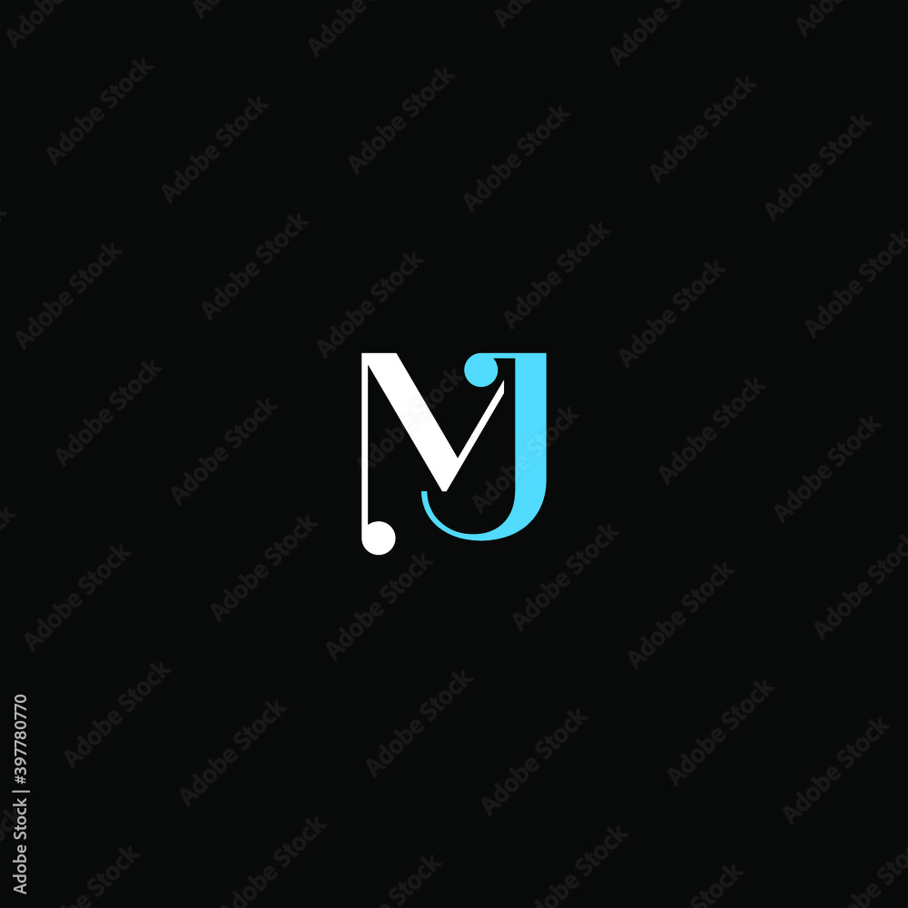 M J Lettering M J letter logo creative design on black color background. mj monogram ...