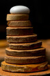 Pyramid of wooden rings macro