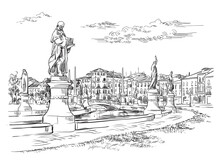 Venice hand drawing vector illustration Prato della Valle