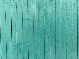 Wall Mural - Old green wooden wall made of planks textured background structure