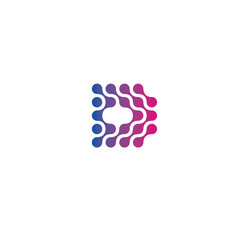 Aufkleber - Dotted letter D, abstract style vector logo concept. Digital innovation technology, isolated icon on white background. Database, futuristic logotype template for business and developing startup