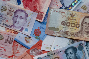 Wall Mural - many banknotes background.