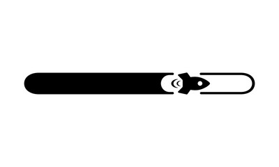 Poster - Loading bar with a rocket or spaceship icon vector logo design black. Vector, Illustration. EPS 10