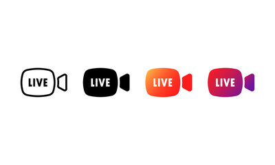Poster - Live stream button icon set. Live button in social media concept. Layout web button live streaming. Live symbol, badge, sign, label, sticker template. Web design. Vector illustration. EPS10