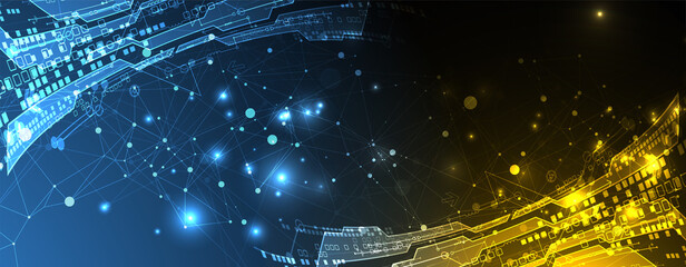 Abstract glowing technology background. Communication concept. Template for science presentation. Vector illustration.
