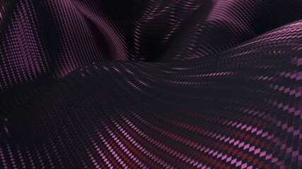 Poster - Computer generated a wavy cloth. 3D rendering of a textured fabric. Realistic embossed background