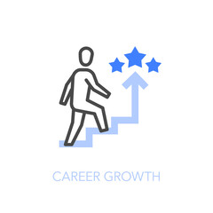 Poster - Career growth symbol with a person walking up the stairs. Easy to use for your website or presentation.