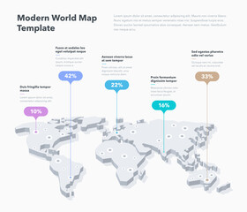 Poster - Modern 3d world map infographic template with colorful pointer marks. Easy to use for your design or presentation.