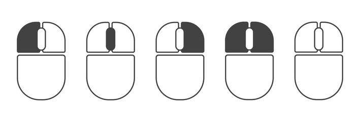 Mouse button click outline icons set