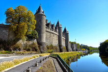 Castle Of Rohan On The Banks Of Oust, Part Of Canal Nantes At Brest, At Josselin, A Commune In The Morbihan Department In Brittany In North-western France