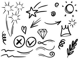 Sticker - Hand drawn set elements, for concept design. vector illustration.
