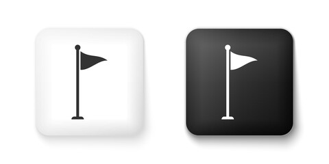 Poster - Black and white Golf flag icon isolated on white background. Golf equipment or accessory. Square button. Vector.