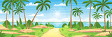 Fototapeta Las - Tropical landscape panorama. Vector illustration with separate layers.