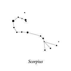 Wall Mural - scorpius sign. stars map of zodiac constellation. vector illustration