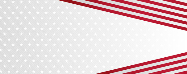 Red white star ribbon flag abstract background for wide banner