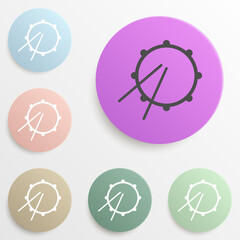 Poster - drum badge color set. Simple glyph, flat vector of web icons for ui and ux, website or mobile application