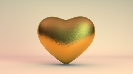 Poster - 3D rendering of the Golden heart, a symbol of the Valentine's day. A sign of love and loyalty, consent and Union. Illustration for greeting cards and invitations. The idea of real family values.