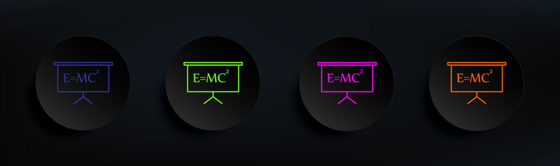 Poster - formula on the school board dark badge color set. Simple thin line, outline vector of education icons for ui and ux, website or mobile application