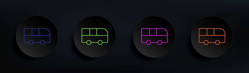 Poster - bus dark badge color set. Simple thin line, outline vector of education icons for ui and ux, website or mobile application