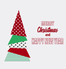 Merry christmas tree card. vector