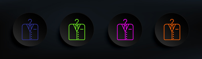 Poster - suit for work dark badge color set. Simple thin line, outline vector of interview icons for ui and ux, website or mobile application