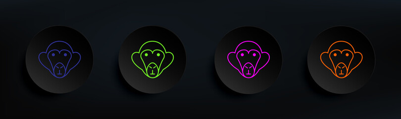 Poster - monkey dark badge color set. Simple thin line, outline vector of Scientifics study icons for ui and ux, website or mobile application
