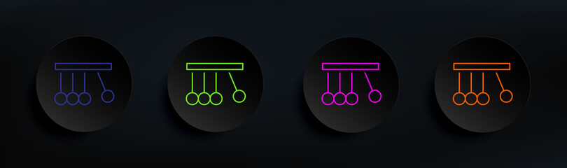 Poster - physics dark badge color set. Simple thin line, outline vector of Scientifics study icons for ui and ux, website or mobile application