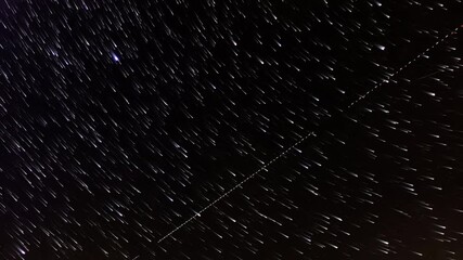 Poster - star tracks in the night sky time lapse