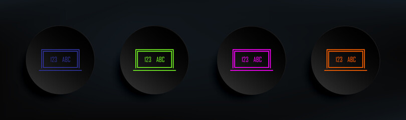 Poster - blackboard dark badge color set. Simple thin line, outline vector of Scientifics study icons for ui and ux, website or mobile application