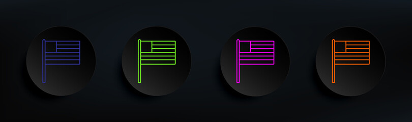 Poster - USA dark badge color set. Simple thin line, outline vector of flags icons for ui and ux, website or mobile application