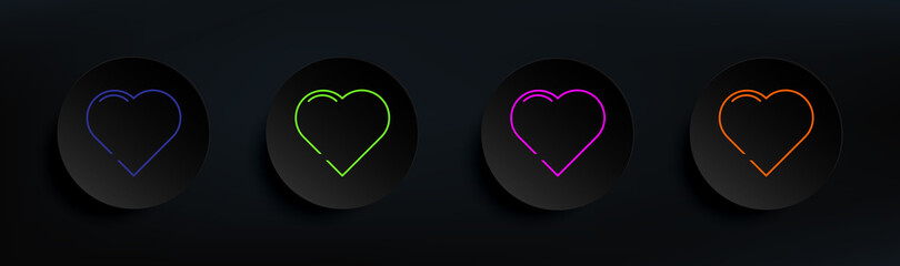 Poster - heart dark badge color set. Simple thin line, outline vector of material icons for ui and ux, website or mobile application