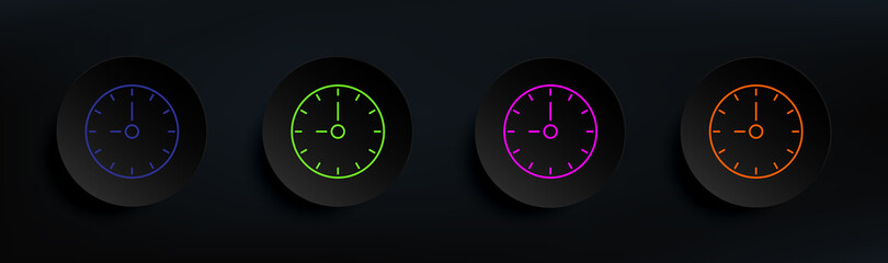Poster - clock dark badge color set. Simple thin line, outline vector of material icons for ui and ux, website or mobile application