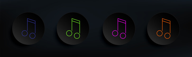 Poster - musical note dark badge color set. Simple thin line, outline vector of material icons for ui and ux, website or mobile application