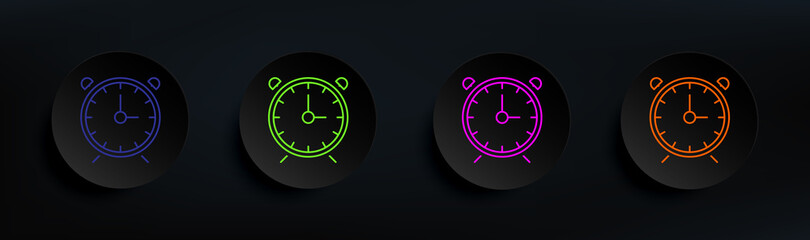 Poster - alarm clock dark badge color set. Simple thin line, outline vector of material icons for ui and ux, website or mobile application