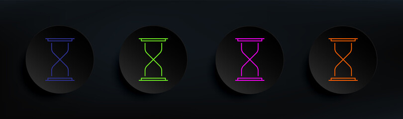 Poster - hourglass dark badge color set. Simple thin line, outline vector of material icons for ui and ux, website or mobile application