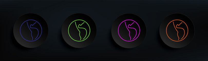 Poster - planet dark badge color set. Simple thin line, outline vector of material icons for ui and ux, website or mobile application