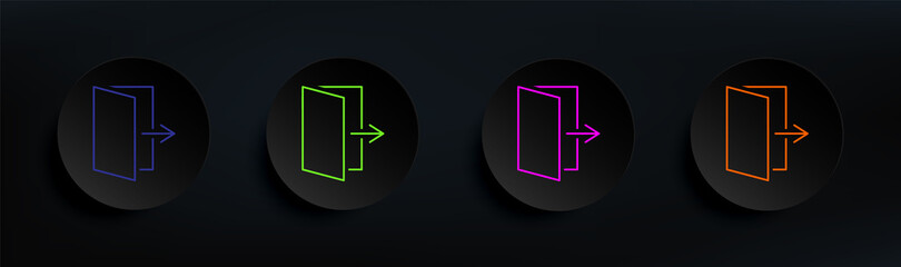Poster - exit sign dark badge color set. Simple thin line, outline vector of material icons for ui and ux, website or mobile application