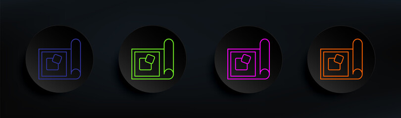 Poster - Product design framework dark badge color set. Simple thin line, outline vector of artifical icons for ui and ux, website or mobile application
