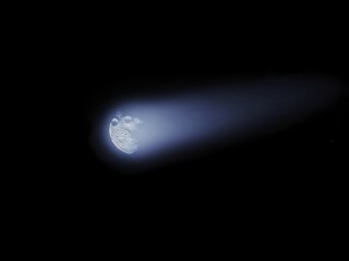 Wall Mural - comet tail, glowing comet flies in space against the background of stars