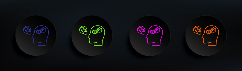 Poster - mechanical brain human dark badge color set. simple thin line, outline vector of artifical icons for
