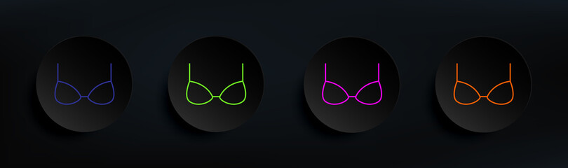 Poster - brassiere dark badge color set. Simple thin line, outline vector of clothes icons for ui and ux, website or mobile application