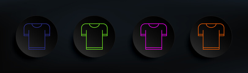 Poster - T-shirt dark badge color set. Simple thin line, outline vector of clothes icons for ui and ux, website or mobile application