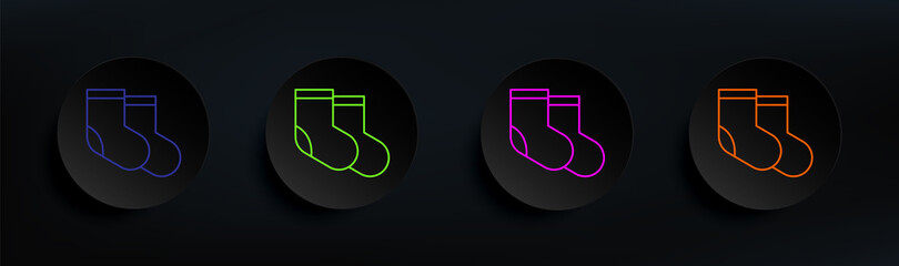 Poster - socks dark badge color set. Simple thin line, outline vector of clothes icons for ui and ux, website or mobile application
