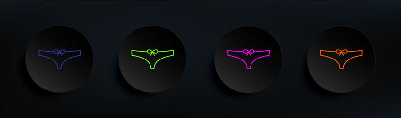 Poster - bikini dark badge color set. Simple thin line, outline vector of clothes icons for ui and ux, website or mobile application