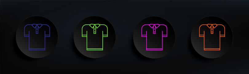 Poster - polo shirt dark badge color set. Simple thin line, outline vector of clothes icons for ui and ux, website or mobile application